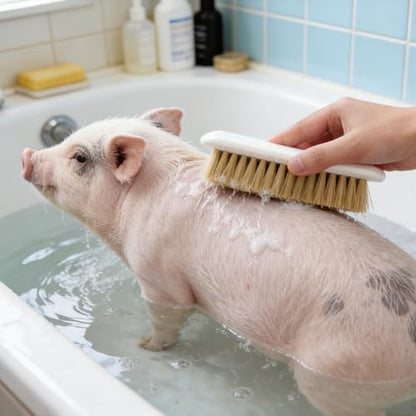 2 Pcs Pig Enrichment Toy, Mini Pigs Self Cleaning Slicker Brushes, Pet Grooming Brush & Scratch Toy 2-in-1 for Mini Pig, Dogs, Cats