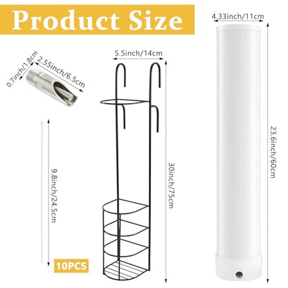1 Set Hanging Vertical Pig Waterer with Nipples Cover and Cable Tie for Pig and Other Livestock, Sturdy and Durable, Height-Adjustable and Easy to Install