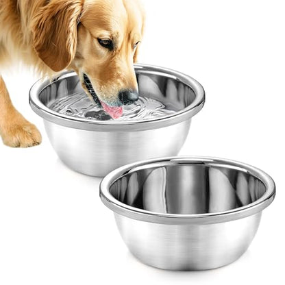 2 Pcs 1 Gallon Large Dog Bowls - Food Grade Stainless Steel Metal Water Bowls, Easy to Clean Food Bowl for Medium Large Dogs Indoor Outdoor - size: 1 Gallons