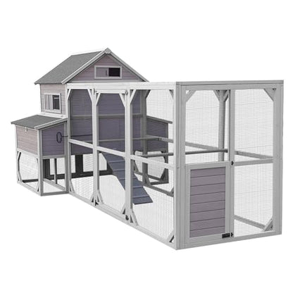 Aivituvin Large Chicken Coop 137" L Hen House Duck Cage for 10-15 Chickens 55ft² with Spacious Run, 6 Nesting Box, 6 Raised Perches - size: 137.0"L x 63.0"W x 62.0"H
