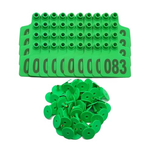 Ear Tags 001-1000 Numbered Livestock Large Plastic Cattle Tags with Numbers for Cows, Sheep, Goats Durable Farm Animal Identification Ear Tag 100pcs (Green, 301_400) - color: Green, size: 301_400