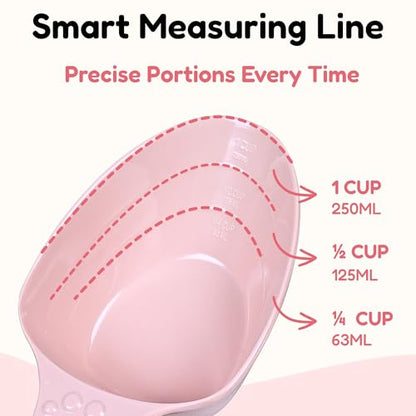 Dog Food Scoop 1 Cup, One Cup Measuring Cup, Food Grade Melamine Pet Food Measuring Scoop with 1/2&1/4 Cup Markings, Long Handle Food Scoop For Cat, Ferret, Rabbit, Sturdy & Dishwasher Safe (Pink) - color: Pink