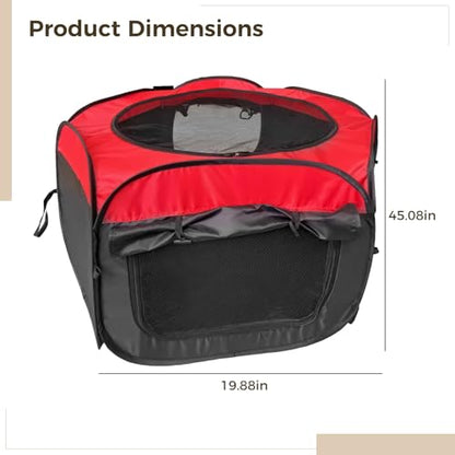 Portable Indoor Chicken Brooder Box, 3.7 Ft X 3.7 Ft X 1.7 Ft, Oxford Fabric With Ventilation, Red-Black Design