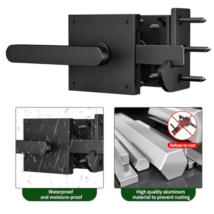 Double Side Gate Latch, Heavy Duty Left Swinging Door Latch Gate Hardware for Outdoor Fence, Wooden Gates, Pool Gate, Garden