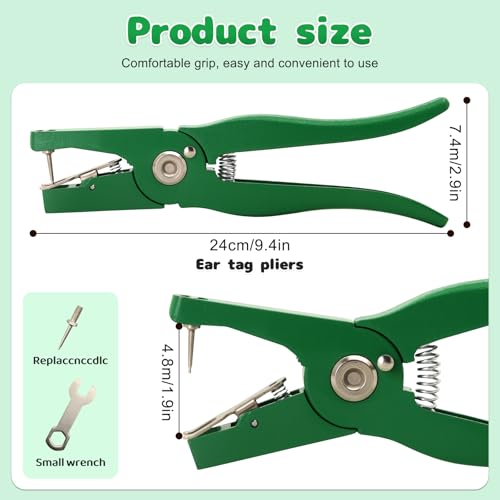 Universal Livestock Ear Tag Applicator Green Livestock Ear Tag Pliers，Durable Metal Animal Tagging Tool for Cattle Cow Pig Sheep Goat Livestock