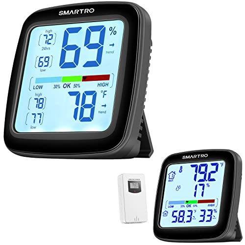 SMARTRO SC92 Professional Indoor Outdoor Thermometer Wireless and SC42 Professional Digital Hygrometer Indoor Thermometer Room Humidity Gauge Temperature and Humidity Meter & Pro Accuracy Calibration