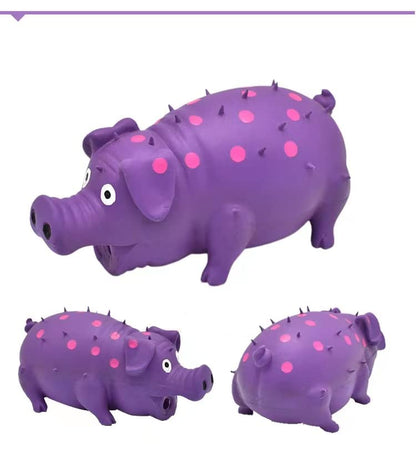 Squeaky Pig Dog Toys, 2 Pack Grunting Pig Dog Toy that Oinks Grunts for Small Medium Large Dogs, Grunting Pig Sound Play Dog Toy - color: Blue and Purple