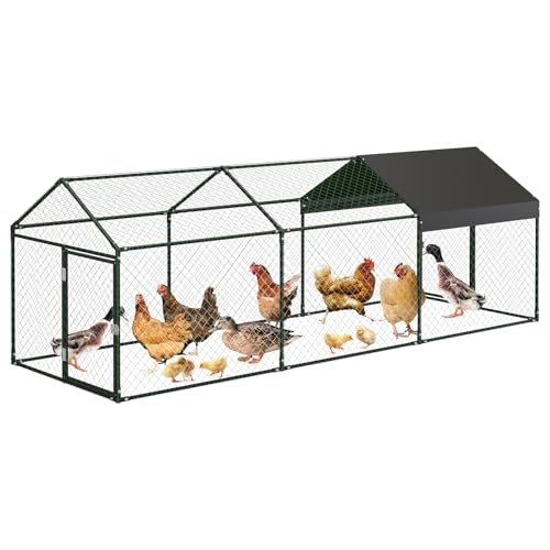 Large Chicken Coop, 120" x 40"x 40" Metal Chicken Run for Yard, Outdoor Chicken Pen with Waterproof and Anti-UV Cover for Backyard Farm Chicken Rabbit Duck, Black - color: Black
