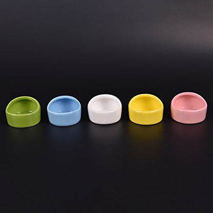 Gradient Side Hamster Ceramic Bowl,Cute Small Animal No Spill No Turnover Food Water Bowl Dish Holder for Guinea Pig Rodent Rat Gerbil Cavy Hedgehog Dwarf Feeder Feeding Bowl Basin,Pet Supplies,White - color: White