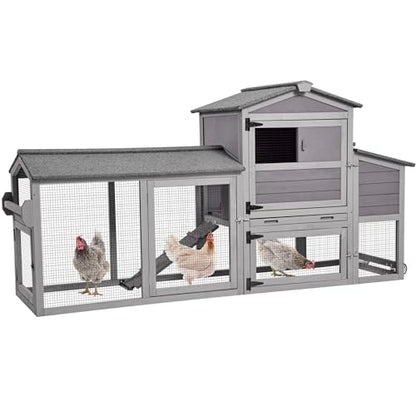 Chicken Coop, Mobile Chicken House with Wheels, Outdoor Hen House Poultry Cage with Nesting Box, Leakproof Pull Out Tray and UV-Resistant Roof (78.9" L x 26.6" W x 42.5" H) - color: Grey, size: 78.9" L x 26.6" W x 42.5" H