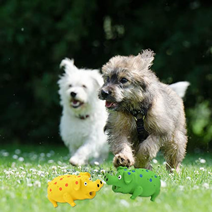 Pig Squeaky Dog Toy, 2 PCS Interactive Rubber Dog Chew Toy - Durable Latex Spot Grunting Pig Toys that Oink for Small Medium Large Dogs (Yellow, Green) - color: Yellow, Green