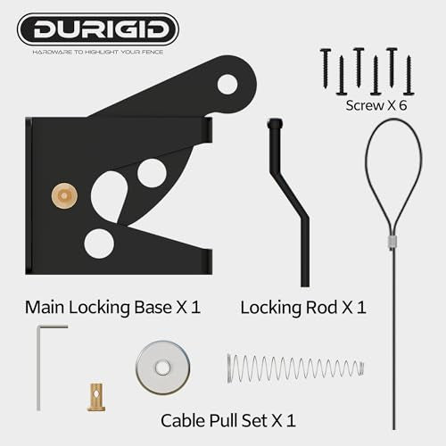 Spring Loaded Gate Latch Pull String Fence Gate Latch, Fingertip Release Self Latching Gate Latches, Small Gate Latch for Wooden Fence, Vinyl Door, Aluminum Gate, 1 Pack, Black