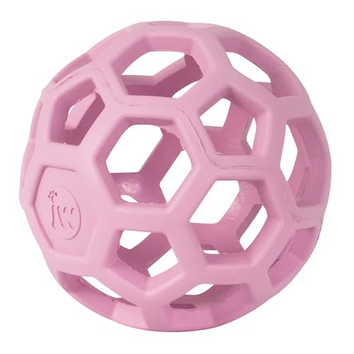JW Pet HOL-ee Roller™, Dog Toy Puzzle Ball, Natural Rubber, Small (3 Inch Diameter), Pink - color: Pink, size: 3 Inch