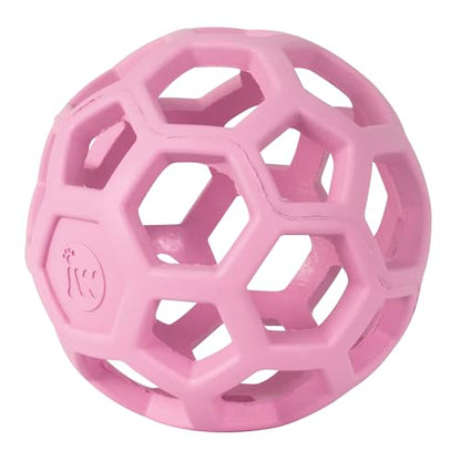 JW Pet HOL-ee Roller™, Dog Toy Puzzle Ball, Natural Rubber, Small (3 Inch Diameter), Pink - color: Pink, size: 3 Inch