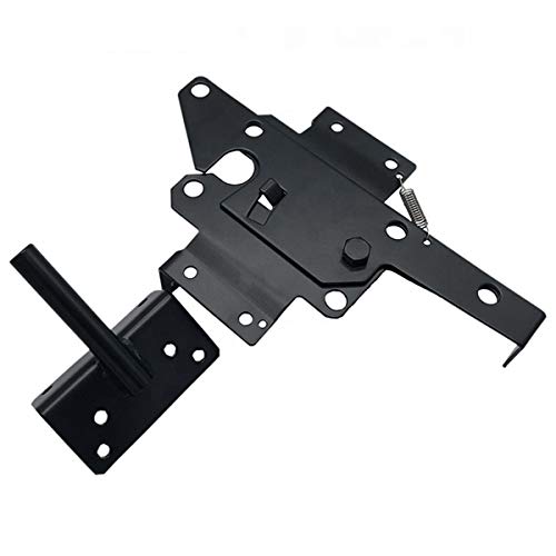 Self-Locking Gate Latch Heavy Duty Post Mount Automatic Gravity Lever Wood/PVC Fence Gate Lock with Fasteners Hardware,for Secure Pool |Yard | Garden, Steel,Black - color: Black