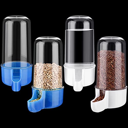 Weewooday 4 Pieces Automatic Bird Feeder Cage Water Dispenser Bird Water Feeder Hamster Cage Waterer Accessory Drinker Bottle for Hamster Parrot(Classic Style,Blue, White,200 ml) - color: Blue, White, size: 200 ml, style: Classic Style
