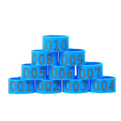 Poultry Leg Bands, 6 Colors 100PCS/Bag 16MM 001-100 Numbered Plastic Poultry Chickens Ducks Goose Leg Bands Rings for Chickens Gamefowl Turkey Duck Goose(Blue) - color: Blue