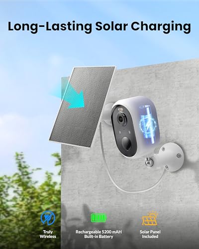 Solar Security Camera Outdoor Wireless, 5MP(3K) Color Night Vision, Battery Powered PIR Motion Detection,2.4GHz WiFi Cameras for Home Surveillance, Light and Sound Alarm, 2-Way Audio, Waterproof - style: 5MP 1 pack