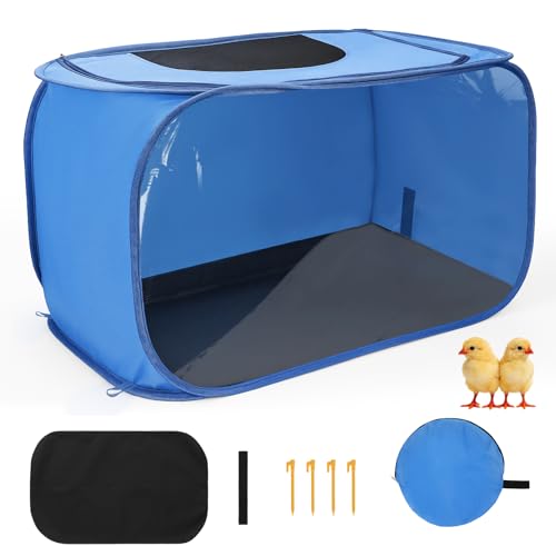 Chicken Brooder Box for Chicks, Pop Up Chick Brooder Kit with Clear Window, Waterproof Mat & Storage Bag, Square Indoor Outdoor Baby Chicken Starter Kit