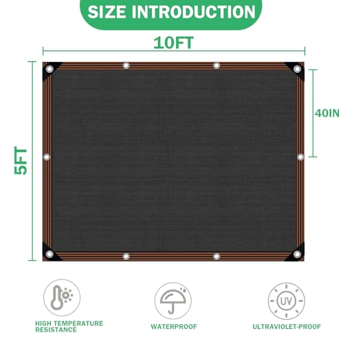 Shade Cloth - for Plants Greenhouse, 70% Sunblock Shade Sails -for Outdoor Garden Pergola Patio Lawn Sun Shade Cloths for Kennel Chicken Coop Easier to Hang Plant Shade Net Cover - size: 5'x10'
