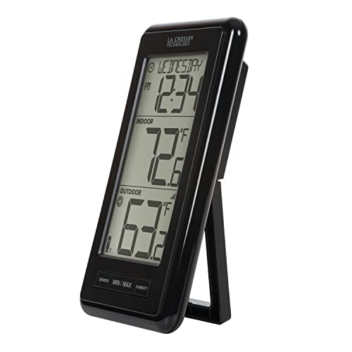 La Crosse Technology 308-43647-INT Digital Black Wireless Thermometer with Indoor Humidity, LCD - color: Black