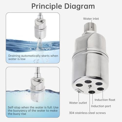 1/2 inch Float Valve, PNXKTXO Water Level Control Float Valve 1/2" to 3/4'' and 1/2'' to 1'' 304 Stainless Steel Fully Automatic Water Level Control Shut Off Valves Hose Connector - style: Style 3