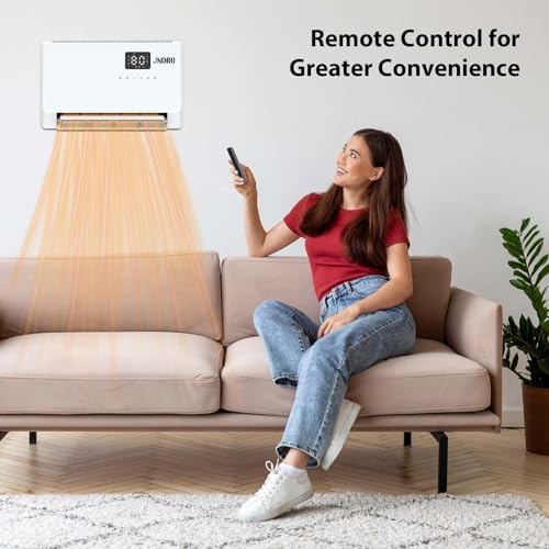 Wall-Mounted Space Heater with ECO Thermostat and Remote Control, LED Display, 60°/90°/120° Oscillation Modes, 24-Hour Timer, Indoor Electric Space Heater - size: 16.5" W