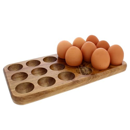 Gui's Chicken Coop Egg Tray - Rustic Wooden Egg Holder For Eggs Usable in Kitchen Refrigerator, or Countertop for Display or Storage - Easy to Clean… (18 Eggs)