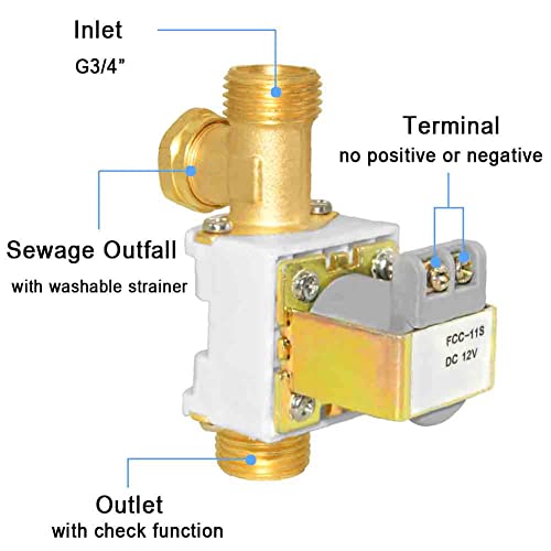 Beduan High flow 3/4" 12V Plastic Water Electric Solenoid Valve Normally Closed (Pack of 2) - size: DC12V-3/4" (Pack of 2)