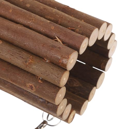 Toyvian Wooden Parrot Swing and Small Animal Tunnel with Hanging Chain, Interactive Climbing Chew for Birds and Hamsters, Natural Pet Foraging Hammock for Cage Accessories