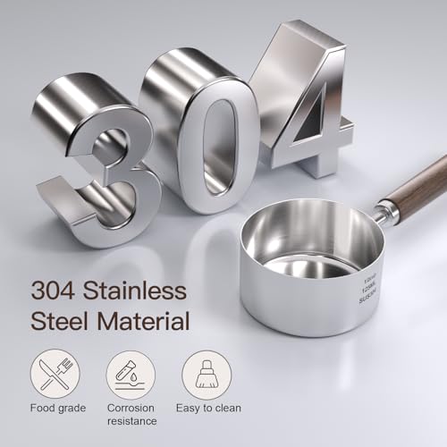 Dog-Cat Food Scoop Measuring-Cup - 1/2 Cup (4 Oz),304 stainless steels,Black walnut long handle… - size: 1/2 CUP
