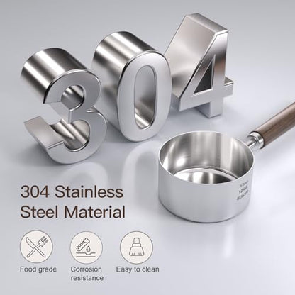 Dog-Cat Food Scoop Measuring-Cup - 1/2 Cup (4 Oz),304 stainless steels,Black walnut long handle… - size: 1/2 CUP