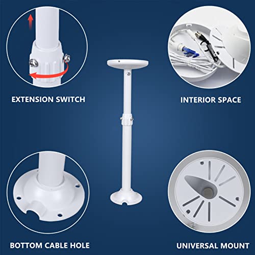 WiTi Security Camera Mount Bracket 6 inch Base,15.7inch-23.6 inch Extendable J-Pole Compatible with Reolink Amcrest IP Cameras, Solid Metal Mounting Bracket for Camera System Outdoor and Indoor