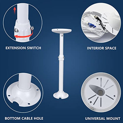 WiTi Security Camera Mount Bracket 6 inch Base,15.7inch-23.6 inch Extendable J-Pole Compatible with Reolink Amcrest IP Cameras, Solid Metal Mounting Bracket for Camera System Outdoor and Indoor