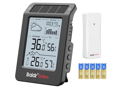 BaldrTherm Outdoor Indoor Thermometer Wireless Weather Station, Dual-Zone Childroom Temp Humidity Monitor, Auto Smart Backlight,Temp/Humidity/Barometric Trend Visualization, Black&White - color: Black&White