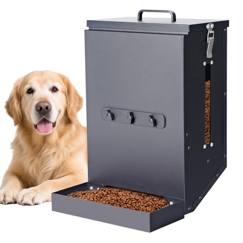 17Lbs Automatic Dog Feeder for Outside Kennel, Galvanized Gravity Dog Food Dispenser for Hanging Cage, Pet Cage Feeder for Large Breed,Rabbit,Chicken,Puppy,Ferret,Chinchilla,Ferret