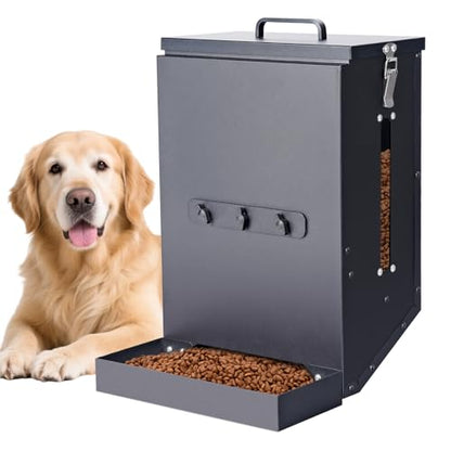 17Lbs Automatic Dog Feeder for Outside Kennel, Galvanized Gravity Dog Food Dispenser for Hanging Cage, Pet Cage Feeder for Large Breed,Rabbit,Chicken,Puppy,Ferret,Chinchilla,Ferret