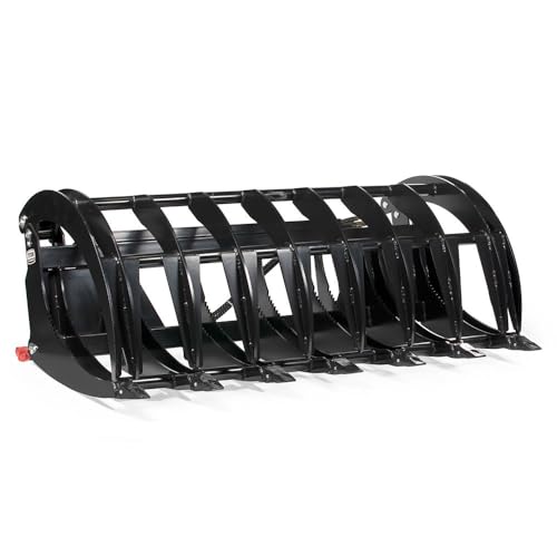 Titan Attachments 84" Extreme Root Grapple Rake Attachment, Universal Quick Tach Connection, Twin 3,000 PSI Cylinders, Replaceable Forged Steel Teeth, Tractor Accessories - style: 84 in.
