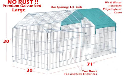 71" x 30" NO Rust Stainless Galvanized Steel Foldable Outdoor Indoor Chicken Coop Run Metal Pet Hutch Enclosure Small Animal Playpen Waterproof Cover for Rabbits Chickens - style: 71" x 30"
