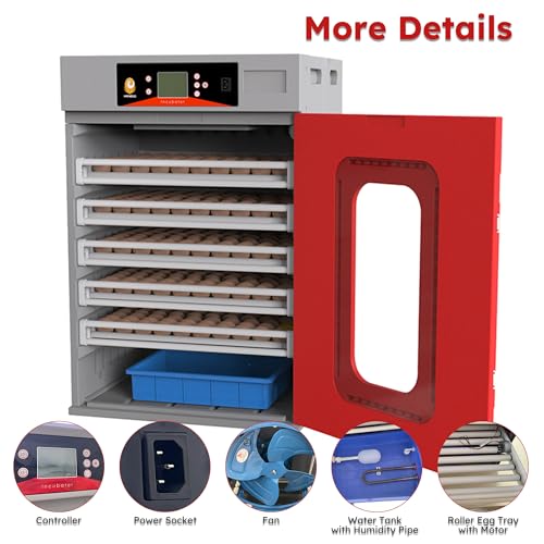 ZMAD Farms Cabinet Incubator – Digital Poultry Hatcher with Automatic Temperature & Humidity Control – Large Capacity Egg Turning System for Chicken, Duck, Goose & Quail Eggs (400-Egg)