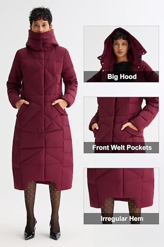 Orolay Women's Long Maxi Down Coat with Hood - 700 Fill Power RDS Certified Winter Puffer Jacket - color: Navy, size: Small