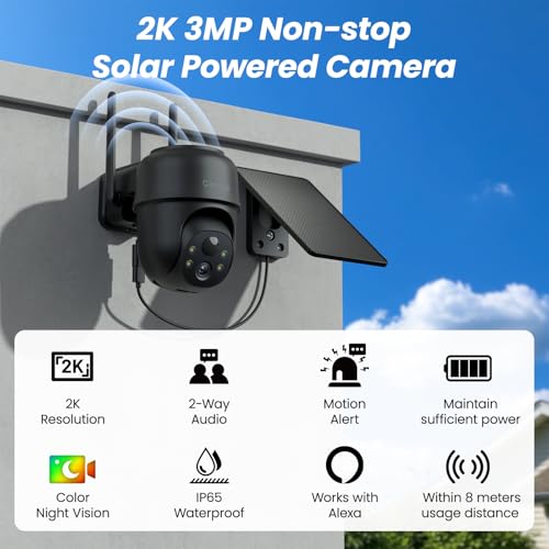 Cinnado 2K Cameras for Home Security-2.4G WiFi Outdoor Camera Wireless Solar/Battery Powered, 360° Viewing, Human Detection, Color Night Vision, Cloud/SD Storage B6 (B6-Black-1pack-2.4G) - style: B6-Black-1pack-2.4G