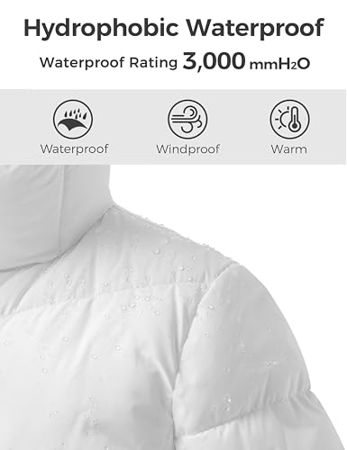 wantdo Women's Warm Winter Coat Hooded Puffer Jacket Long Parka (Available in Plus Size) - color: White, size: Large