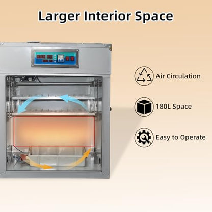 XKV 176 Eggs Incubator with Automatic Egg Turning,Temperature Humidity Control,Automatic Digital Egg Hatcher,For Chick,Duck,Poultry,Industrial Brooding Machine Chicken Incubator for Farm,Home,Indoor - size: 176 Egg-180L