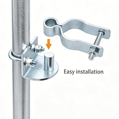 2 Pack T-Post Gate Hinge Kit, Heavy Duty 1-3/8" U-Bolt Clamps for T-Post & 1-3/8" Pipe - Farm Gate Hardware for Chain Link, Metal Post & Wood Gates