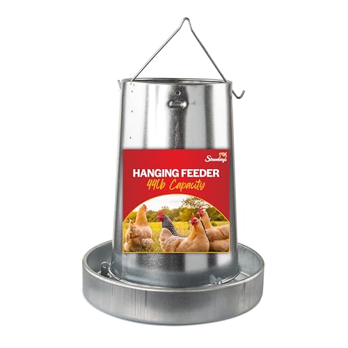 Stromberg's Metal Hanging Poultry Feeders, Galvanized Heavy Duty Steel, Holds 44 lbs Each, Rolled Edges for Safety, Secure Feed Flow Lock, Versatile Use Free Standing or Hanging | 5-Count