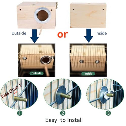 JSLZF Bird Nest, Parakeet Nest Box, Bird Breeding Box with Perch, Wood Budgie Nest Box for Bird, Parrot, Lovebirds, Parrotlet, Finch, Sparrow 7.8” x 4.7” x 4.7”