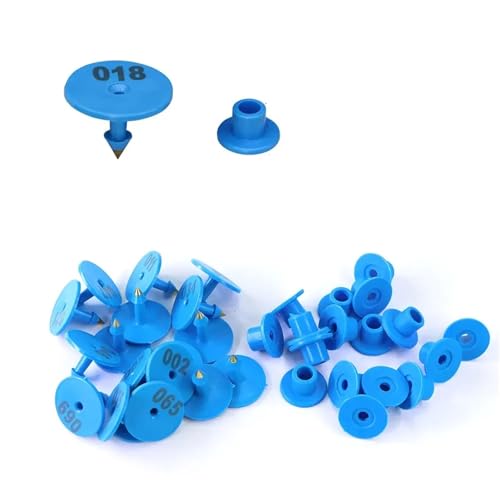 Sheep Ear Tags 1-100 Number Round Pig Ear Label Farm Sheep Rabbit Ear Tag Animal Identification Card 6-Colour Anti-Fall Off Earring for Poultry for Animals(Blue) - color: Blue