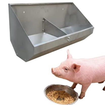 Portable Stainless Steel Livestock Feeder Trough, 2-Hole No-Spill Design, Large Capacity Hay & Grain Feeder for Swine, Chickens & Farm Animals,0.7meter/2hole - size: 0.7meter/2hole