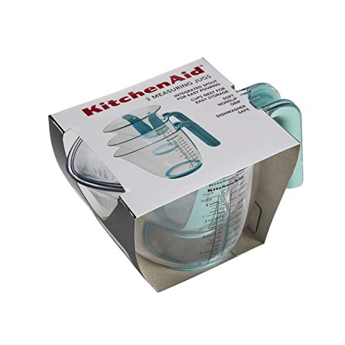 KitchenAid KO298OSAQA Gourmet Measuring Jugs, Set of 3, Aqua Sky - color: Aqua Sky, size: set of 3, style: Straight